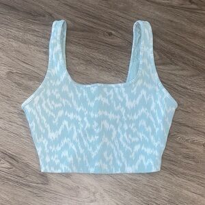 Aerie Offline Sky Blue Patterned Athletic Crop Top